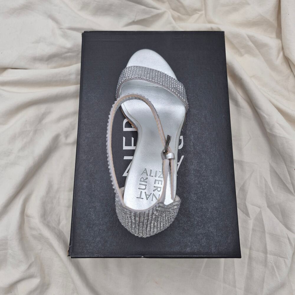 Naturalizer Silver Rhinestone Block Heel Sandals - Picture 7 of 8
